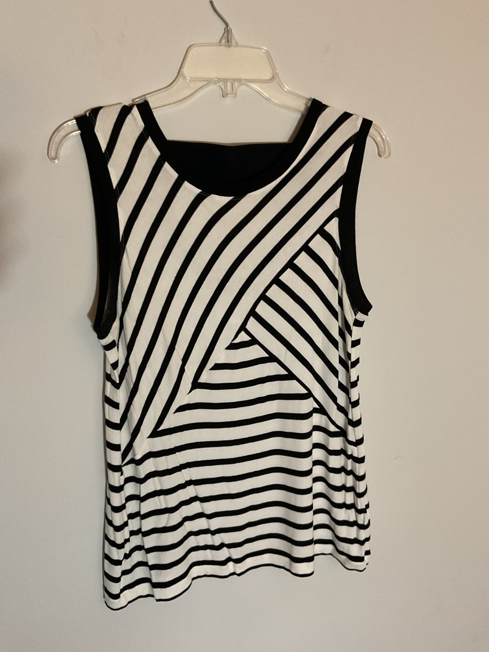 CAbi Black & White Striped Sleeveless Tank
